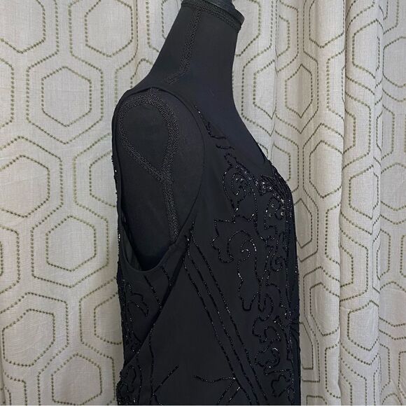 Guess sheer beaded sequined black tank top Size M - Picture 4 of 6